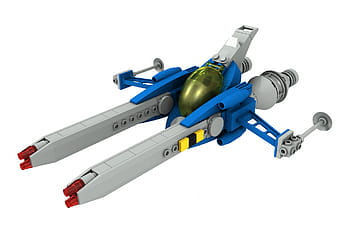 Lego, space, classic, starfighter, Vic Viper, render, canopy, strange, effect, blue, gray