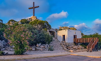 chapel, cross, building, temple, architecture, religious, orthodox, religion, nature, clouds, sky