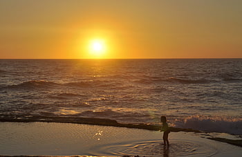 playa, atardecer, mar, sol, relajacion, jóga, pláž, slunce, Příroda, costa, Hnědá jóga