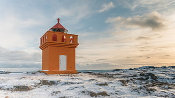 lighthouse, coast, nature, iceland, sea, sky, landscape