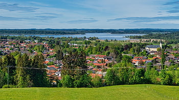 krajina, chiemgau, horní Bavorsko, Chiemsee, umístění, bernau, jaro, idyla, výhled, prázdnin, rekreace