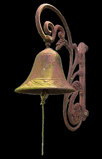 zvonek, starý, kov, antický, prsten, ornament, cinkot, středověk, rez, zrezivělý, zvětralý