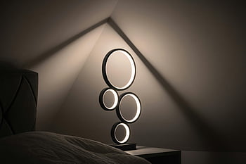 Geometrisk lampe, kunstneriske skygger, minimalistisk interiør, Soveværelsesbelysning, Cirkulært design, moderne indretning, omgivende belysning, Moderne stil, unik belysning, indretning, hjem indretning
