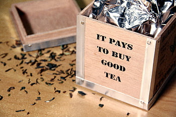 brown wooden crates, premium loose leaf tea, wooden box, it pays to buy good tea, tea packaging, wooden tea box, loose tea, tea storage, wooden crate, tea display, tea gift box