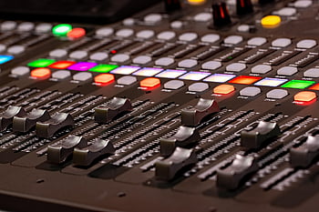 tarjeta de sonido, volumen, audio, estudio, mudo, música, productor, deslizadores, luces, caja de resonancia, artista