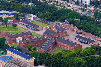 budova, Korejská republika, Soul, korejská vlajka, seodaemun vězení, park