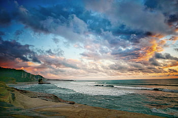 ocean, sunset, sea, evening, water, sun, nature, landscape, sunrise, horizon, sky