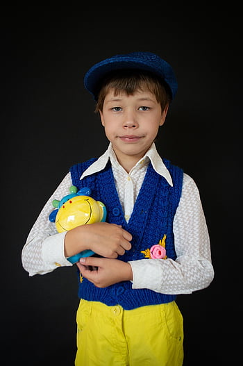 chłopak, niemowlę, kamizelka, kapelusz, kamizelka z dzianiny, ubranie, moda, styl, retro, zabytkowe, uroczy
