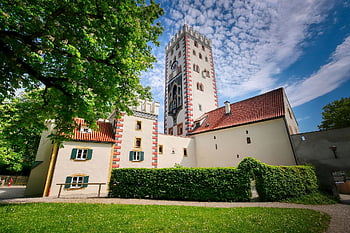 Bayertor, park, louka, kaštany, kaštan, jaro, květy, kaštanové květy, Příroda, kaštanové listy, architektura