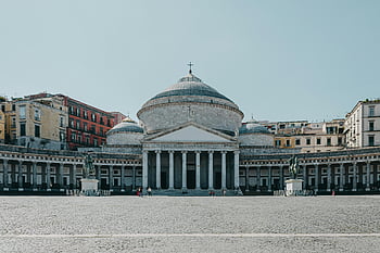 Piazza del Plebiscito, Naples, Italy, San Francesco di Paola, iconic square, historic architecture, European landmarks, cityscape, travel destination, cultural site, urban view