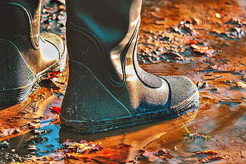 boots, rubber Boots, man, person, puddle, water, wet, bad Weather, rainy Weather, rainy Day, nature
