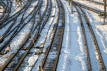 ferrovia, rotaie, traversine, trasporto, treni, natura, ferro, strada, frecce, bottino, inverno