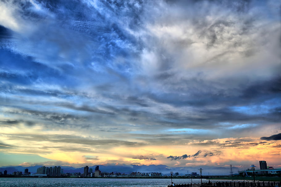 空、 雲、 日没、 街並み、 水、 ライカ、 summicron-r、 35mm、 f2、 E55、 風景