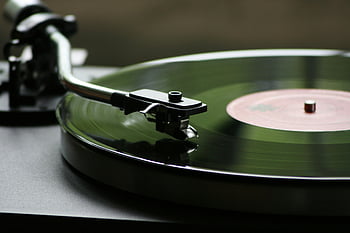 disco de vinil, jogando, fechar-se, girando, plataforma giratória vintage, jogador, música, áudio, retrô, disco, agulha