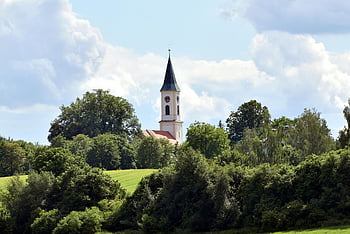 poutní kostel Nanebevzetí Panny Marie, Legrační Hausen, farní kostel, kostel, kostelní věž, náboženství, architektura, bavaria, kostelní věže, kaple, Německo
