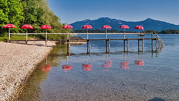 paesaggio, chiemsee, Alta Baviera, pontile, web, gli ombrelli, umore, silenzioso, ricreazione, rilassamento, tempo libero