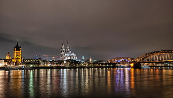Köln, Rhein, Stadt, Deutschland, Fluss, Nacht-, Brücke, Dom, die Architektur, Gebäude