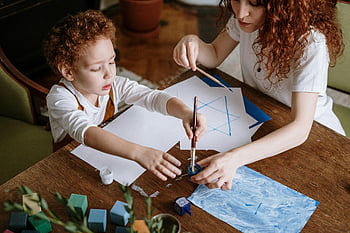 mother and son, drawing, painting, art session, indoors, creative, fun, mother, child, painting and drawing, art