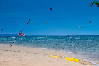 plajă, furtună, windsurfing, kitesurfing, zmeu, surfing, mare, natură, valuri, nori, cer