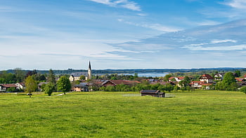 krajina, chiemgau, horní Bavorsko, Chiemsee, umístění, bernau, jaro, idyla, výhled, prázdnin, rekreace