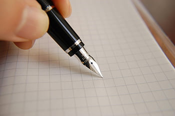 plnicí pero, černé plnicí pero, detail, milimetrový papír, využití vzdělávání, obchodní použití, Podrobný výstřel, nástroj pro psaní, PEN NIB, stacionární, kancelářské potřeby