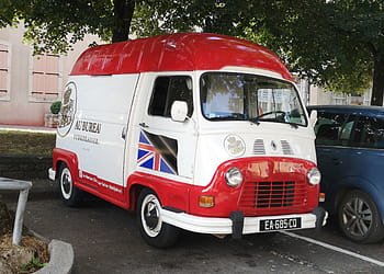 renault, Estafette, 1975, zabytkowe, awangarda, czerwony, biały, chalon sur saone, pub, piwiarnia, tablica rejestracyjna