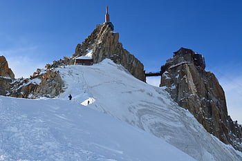 montagne, la neve, paesaggio invernale, aiguille du midi, mont blanc massiccio, Francia, montagne alte, natura, vertice, alpinismo, inverno