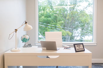 maison, Bureau, intérieur, conception, affaires, portable, chaise, la fenêtre, espace, travail, free-lance