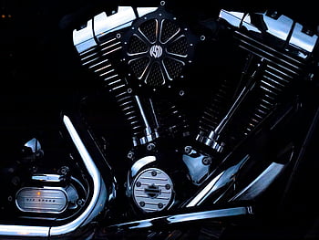 harley davidson, motor, chromový motor, Elegantní kovový design, Podrobný pohled, černý motocykl, Detaily motoru, části motocyklů, chrom, Komponenty motoru, mechanik motocyklů