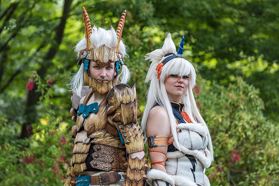cosplayer, cosplay, charakter, žena, japonská zahrada, událost, kostým