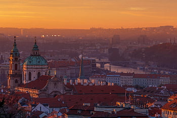 city, nature, buildings, dawn, panorama, fog, old Town, town, historic, cityscape, sunrise