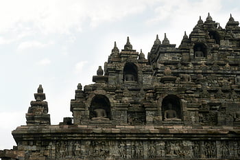 templu borobudur, cerul alb, stupe de piatră, Arhitectură budistă antică, java centrală, arhitectura templu, pietre sculpturi, Sit religios, monument istoric, Moștenirea indoneziană, reper cultural