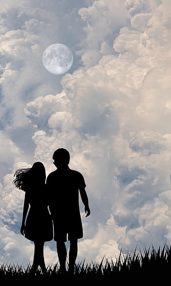 love, couple, romance, romantic, together, relationship, darling, pair, silhouette, clouds, lovers