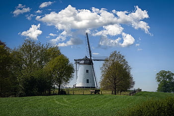windmolen, Stenen windmolen, witte windmolen, hd wallpaper, Belgische windmolen, windenergie, windkracht, messen, oud gebouw, monumentaal pand, historisch