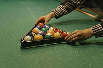 billiard balls, triangle rack, pool table, game setup, adult arranging, billiards, perfect setup, billiard game, pool balls, triangle formation, billiard rack