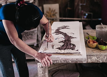 kunstner, maleri, kunst, maler, værksted, kunstværk, tegning, maling, arbejde, kvinde, hanoi
