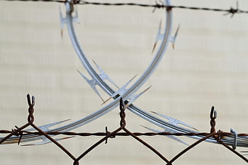 Brown Barbwire, zrezivělý ostnatý drát, bezpečnostní plot, Ochrana venku, Podrobný pohled, plot z ostnatého drátu, zrezivělý drát, Venkovní zabezpečení, ostnatý drát, Zabezpečení a ochrana