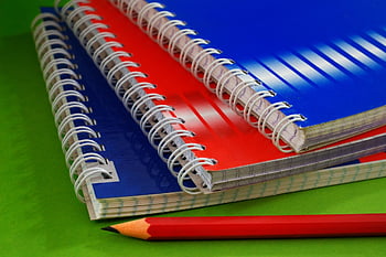 notebook, pencil, eraser, binder, page, spiral, note, office, letter, paper, diary