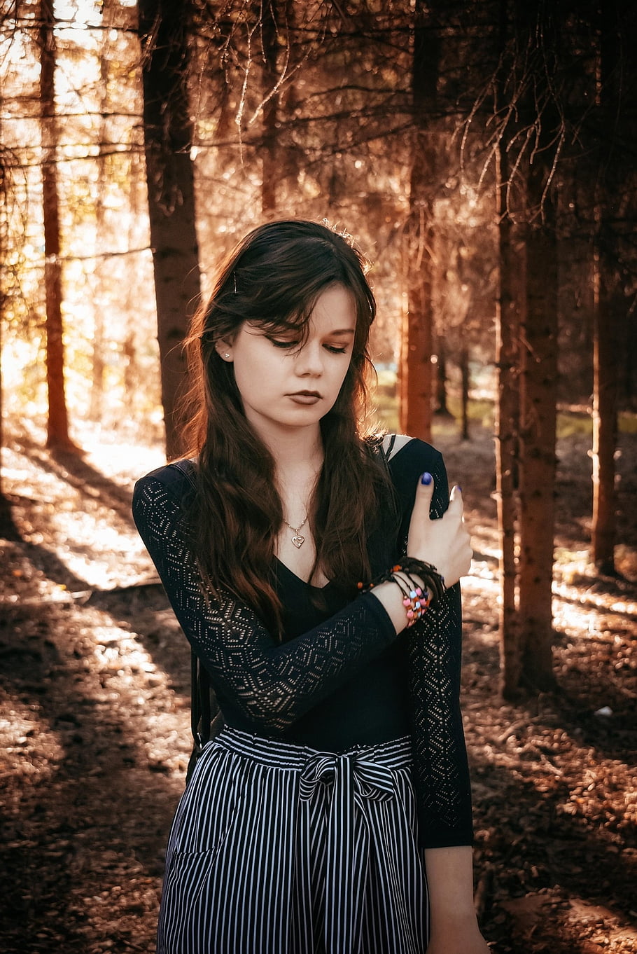 young Woman, nature, forest, story, beauty, mood
