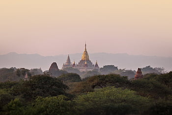 tramonto, Bagan, birmania, pagoda, tempio, natura, mattoni, antico, paesaggio, Myanmar, eredità