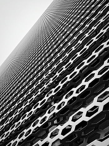 metal Structure, geometric Pattern, structure, design, template, architecture, facade, building, black And White, perspective, science Fiction