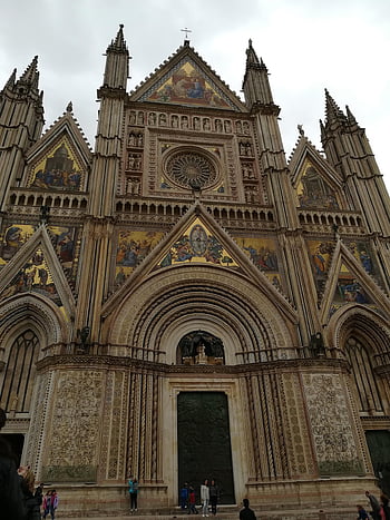 orvieto, duomo, deštník, Itálie, architektura, památník, kostel, katedrála, cestovní ruch, fasáda, budova