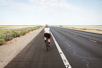cyclist, cycling, biking, bike Riding, nature, road, pavement, highway, asphalt Road, desert, bike