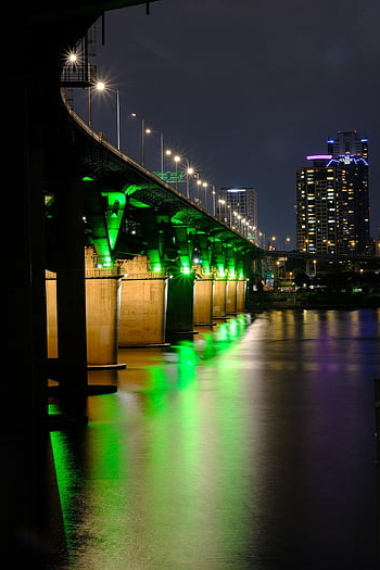 seoul, korea, night View, night, city, building, architecture, light, bridge, han River, river