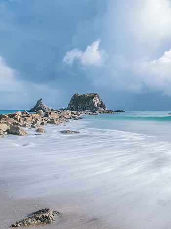 waves, landscape, sea, water, travel, clouds, sky, sand, nature, seascape, exposure