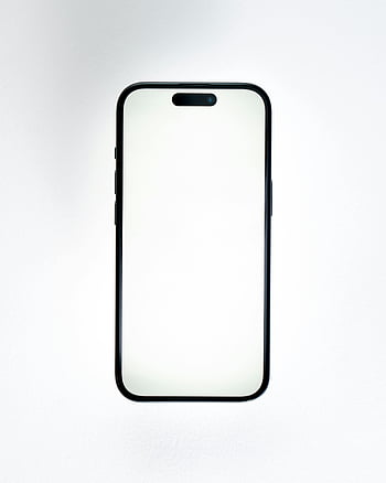 스마트 폰 모형, 미니멀리스트 디자인, 흰색 배경, 빈 화면, 고품질 이미지, 전면형 전화기, 디자인 프레젠테이션, 휴대 기기, 기술 모형, 간단한 레이아웃, 깨끗한 디자인