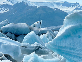 ledovcové jezero, ledovec, Island, ledovce, Příroda, jokulsarlon, arktický, polární kruh, zamrzlé jezero, sníh, krajina