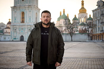 우크라이나, 케이브, 통일의 날, Zelenskyy, 대통령, Volodymyr, 소피아, 광장, 연설