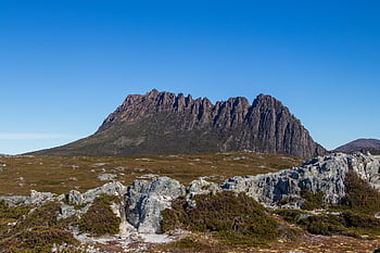 vagga berg, berg, stenar, summit, se, landskap, natur, tasmania
