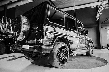 grayscale photo, vintage car, classic Mercedes Benz, luxury car, showroom, black and white, classic car, vintage automobile, car showroom, Mercedes Benz luxury, classic vehicle